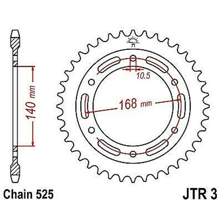 CORONA JT3 de acero con 47 dientes